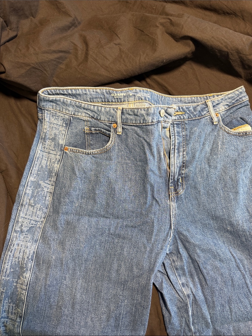 Old Navy Men's Blue Straight-Leg Jeans with Side Panel Detail